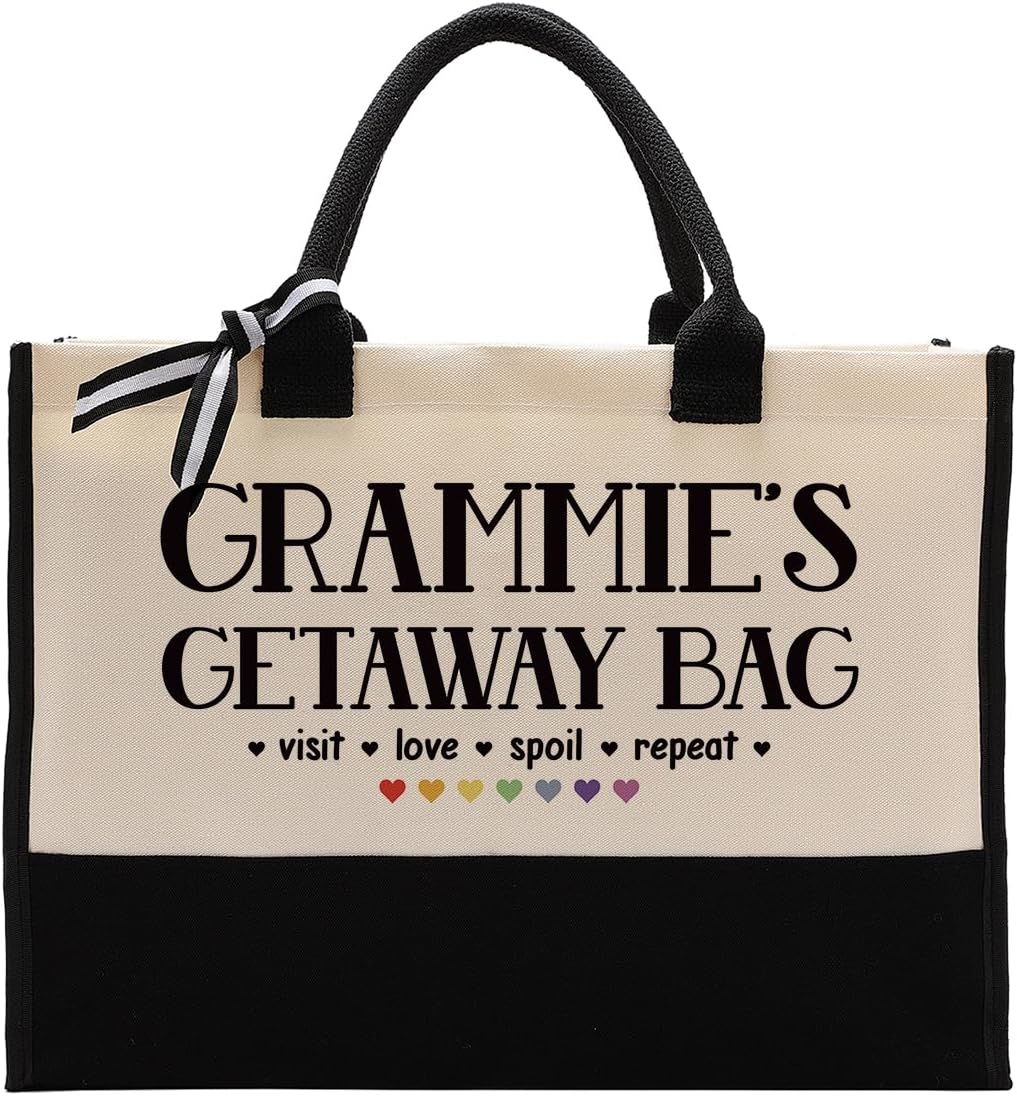 Canvas Bag Gift for Grammie, Gammie Gift, Grammie's Getaway Bag, Cotton Canvas Tote Bag, Shoulder Beach Bag, Reusable Shopping Bag, Women Canvas Bag Gift for Grammie, Mother's Day Gift for Grandma