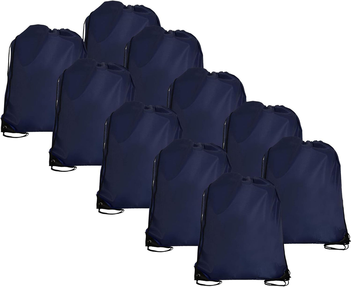 Threadart Drawstring Backpacks - Pack of 10 - Navy | Sports Cinch Sack String Backpack | For Gym, Storage, & Travel | Large 15" x 18.5" Size