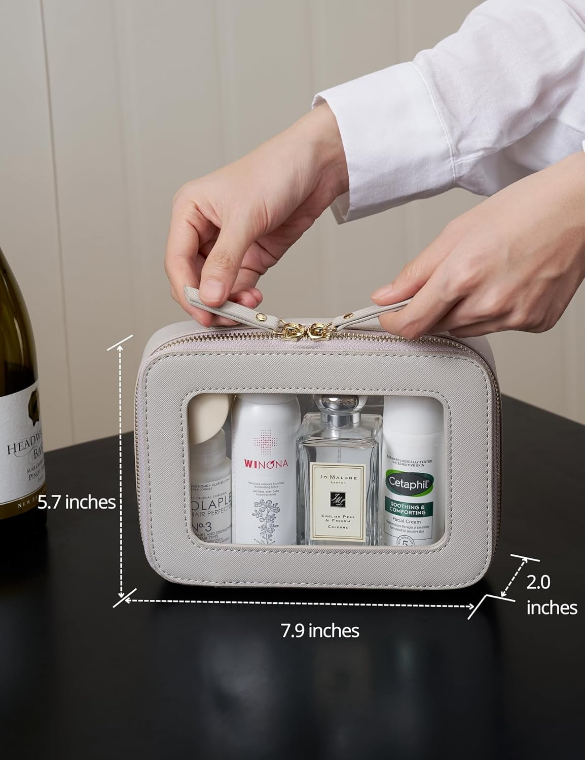 Popvibe Clear Makeup Bag Travel Cosmetic Case Transparent Toiletry Bag with Zipper, Portable Make
