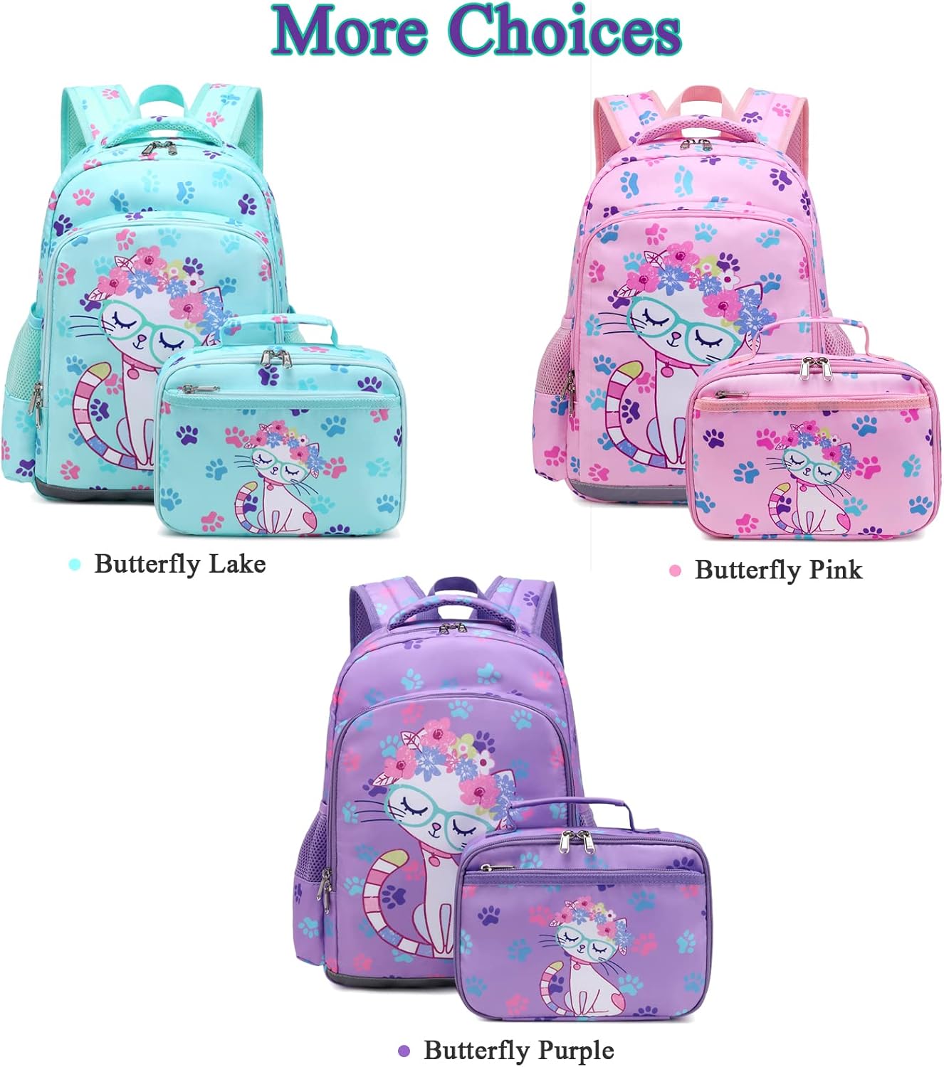 Octsky Backpack for Girls Kids School Backpacks with Lunch Box Preschool Kindergarten BookBag Set