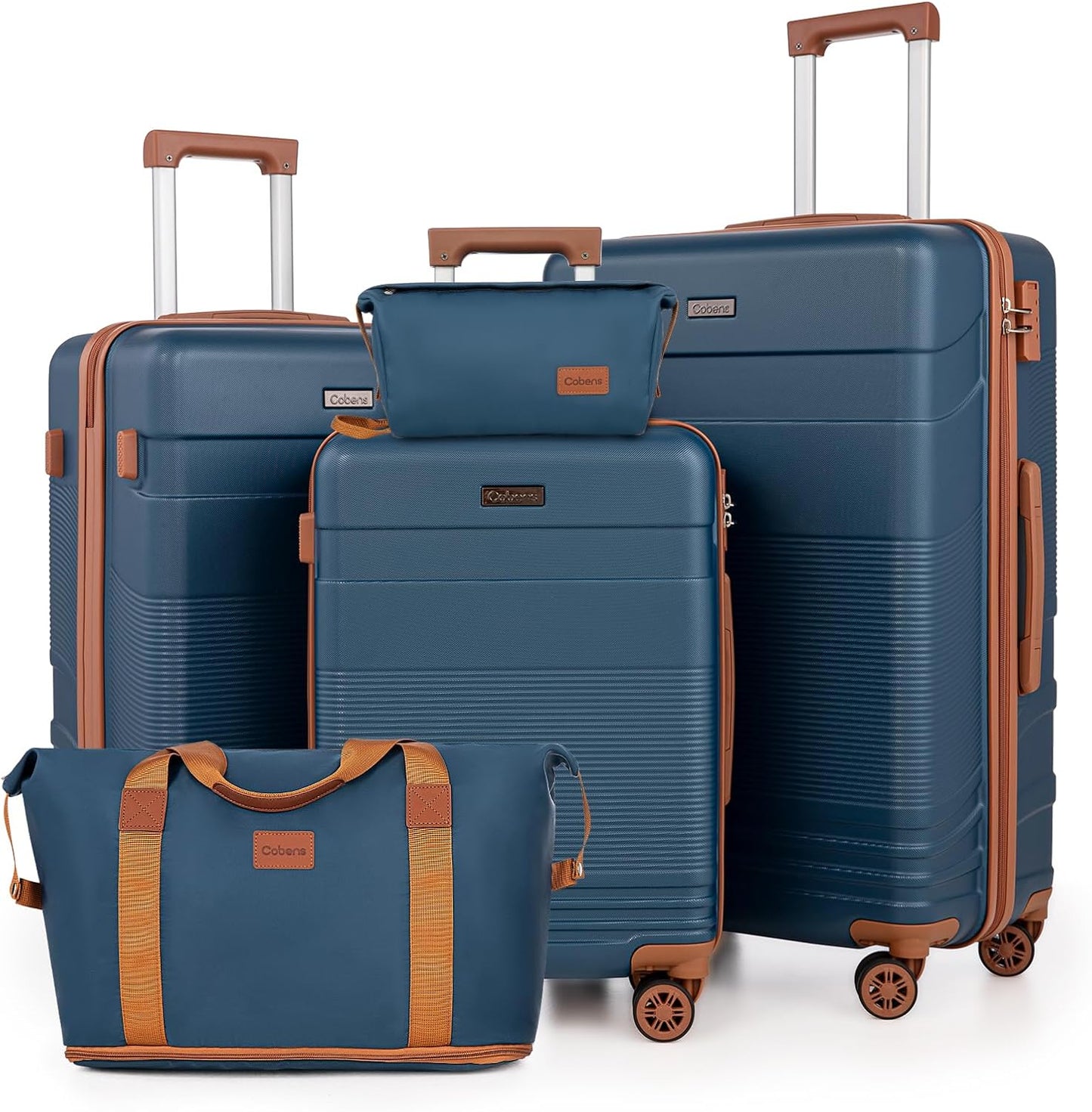 Luggage Sets 5 Piece with Spinner Wheels, Lightweight Hardshell Suitcases Set with Lock for Men and Women, Carry on Luggage Travel Set with Durable ABS Hard Case