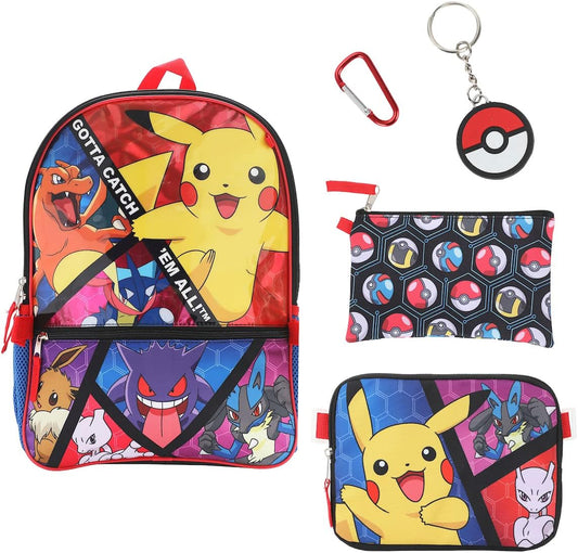 Bioworld Pokemon Trainer Gotta Catch 'Em All Youth 5-Piece Backpack Set