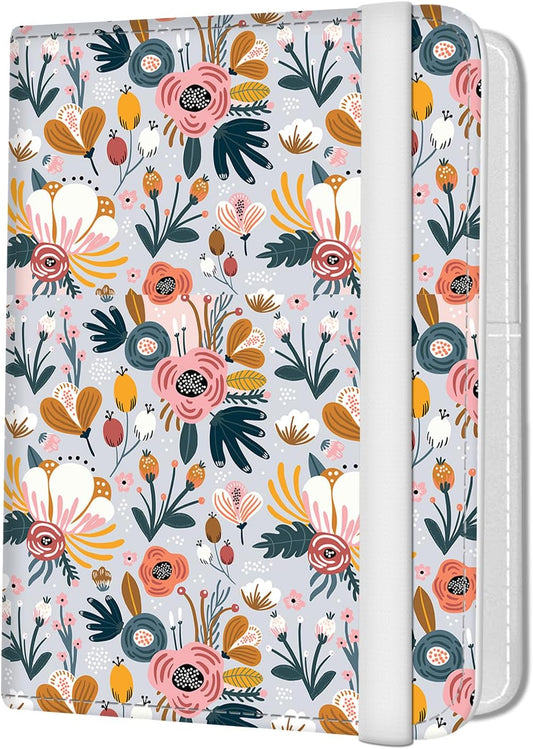 Passport Holder for Travel Essentials, Leather RFID Blocking Passport Wallet Cover Case, Cute Passport Book Holders for Women and Men Purple Boho Floral