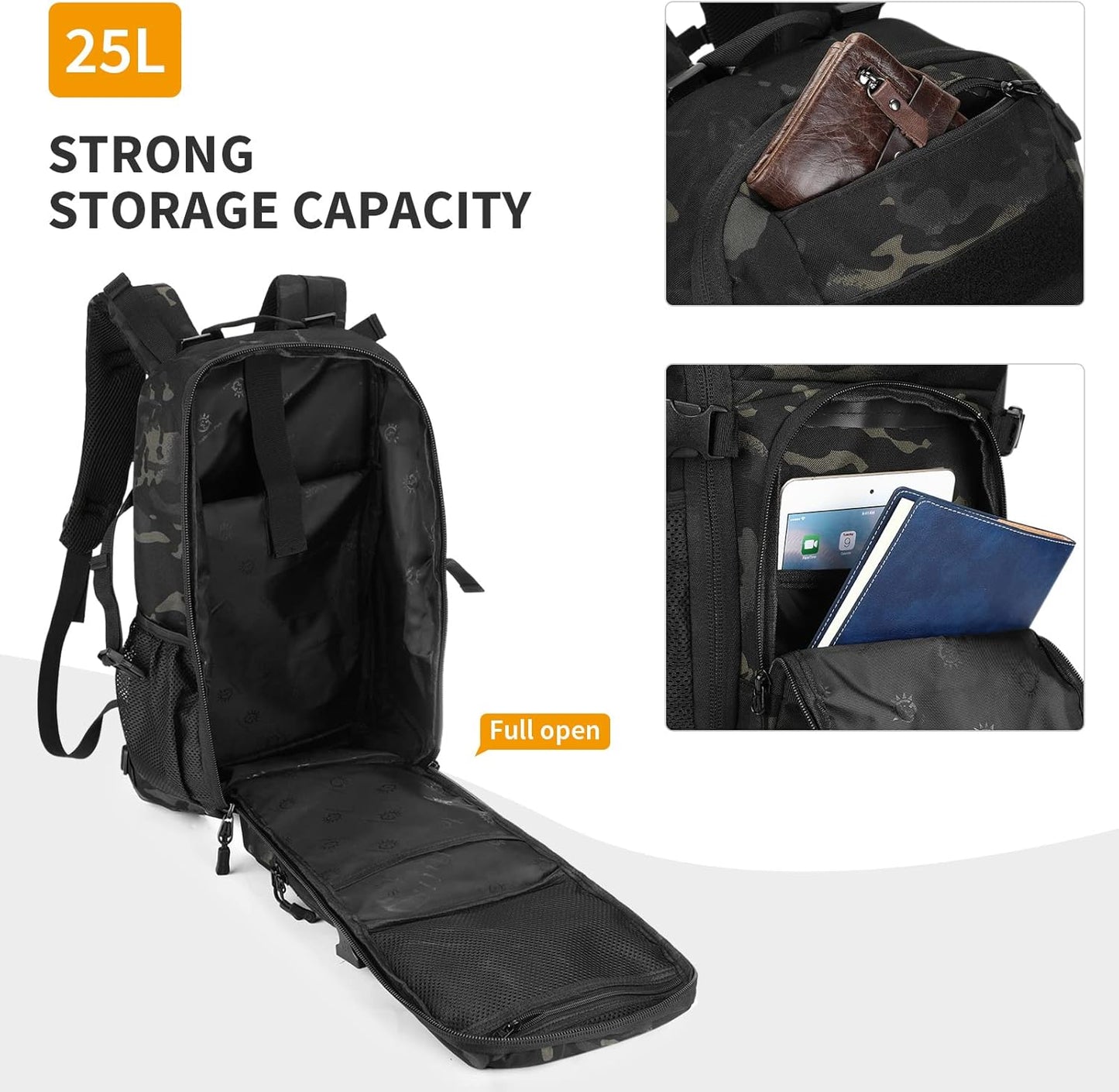 HUNTVP Tactical Backpack Military MOLLE Backpack Hunting Rucksack Gear Assault Pack 25L WR