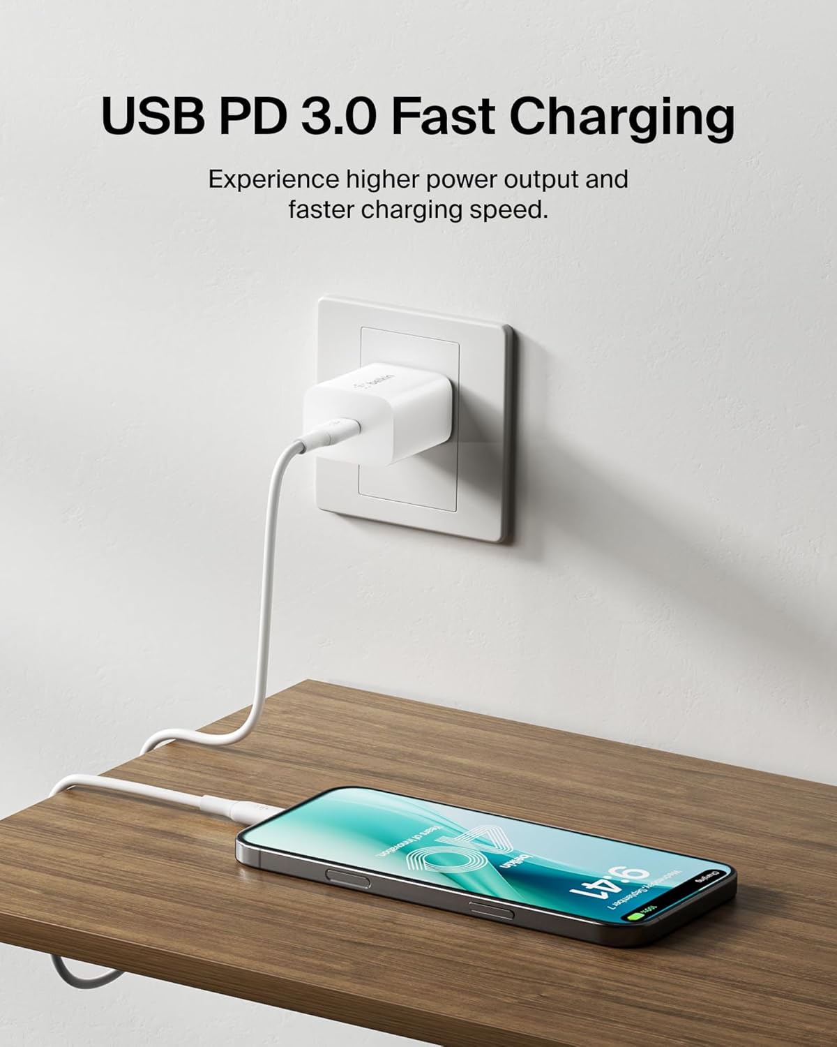 Belkin USB C Charger Block 20W, iPhone Charger Fast Charging - iPhone 17, Air, Pro, Pro Max, Samsung Galaxy S25, Google Pixel 10, iPad, AirPods, Apple Watch, Nintendo Switch 2 & More - White