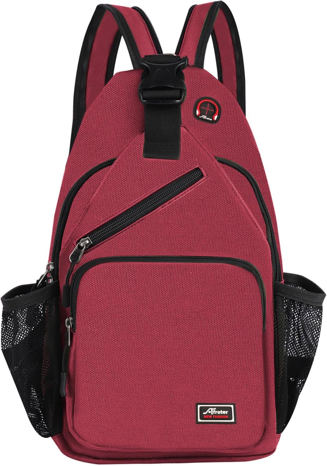 Crossbody Sling Backpack Men and Women Sling Bag Shoulder Backpack Travel Hiking Chest Bag Daypack (Red)