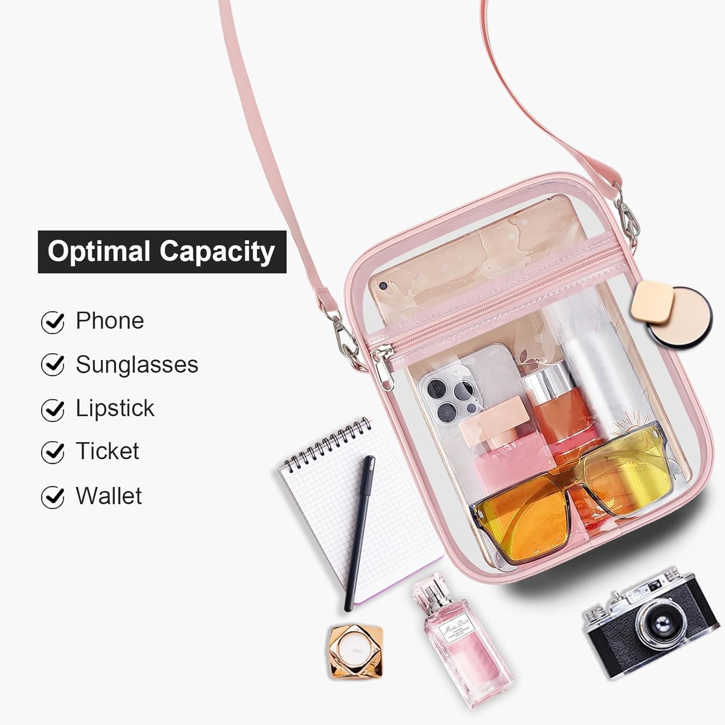 USPECLARE Clear Purse Stadium Transparent Messenger Bag Stadium Approved for Men and Women Clear CrossBody Bag