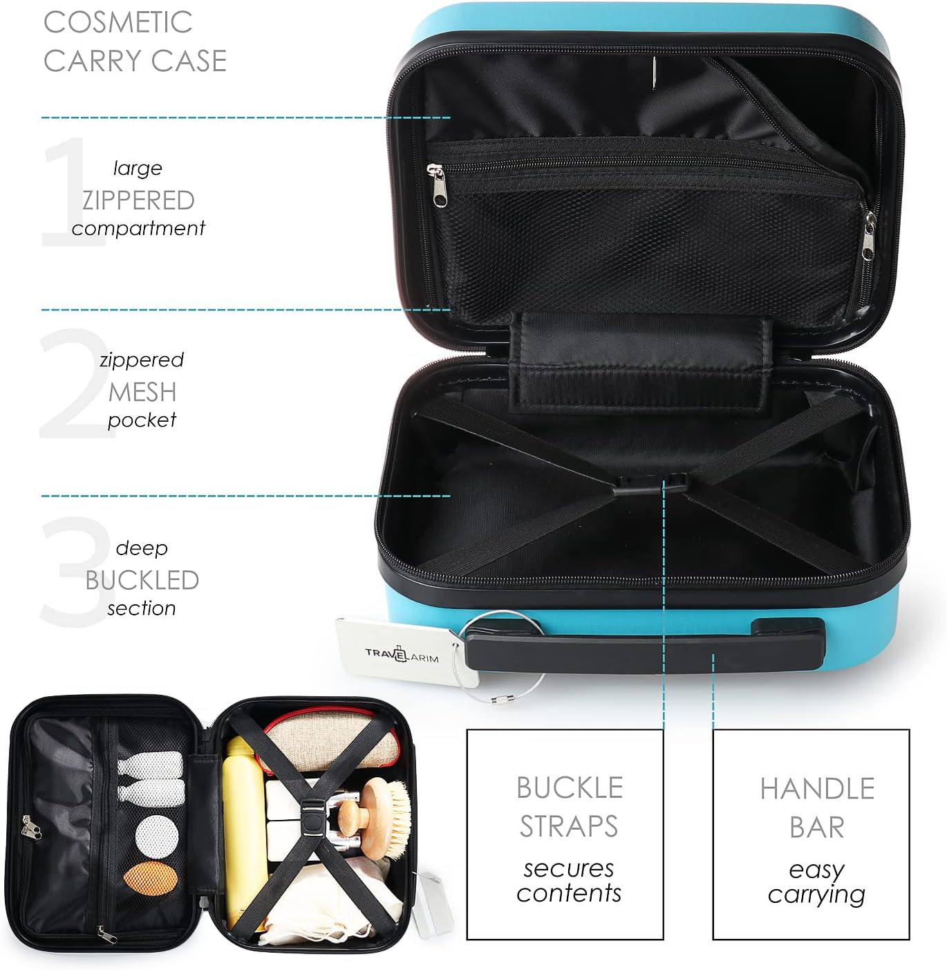 22 Inch Carry On Luggage 22x14x9 Airline Approved, Small Carry On Suitcase, Hard-shell Carry-on Luggage with Wheels, Durable Teal Luggage Carry-On with Cosmetic Case and Luggage Scale