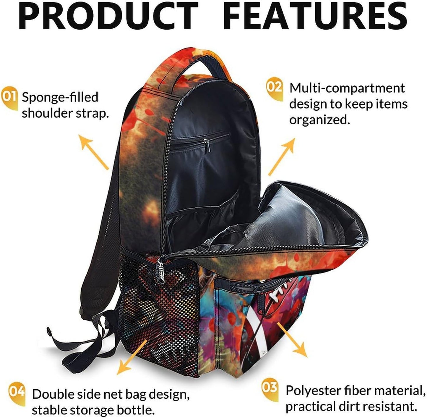 Football School Backpack for Boys, Football Backpacks for Kids Students Age 6-18, Kids Bookbag for Primary, Middle High School, 17 Inch Large Capacity Schoolbag Supplies Gifts
