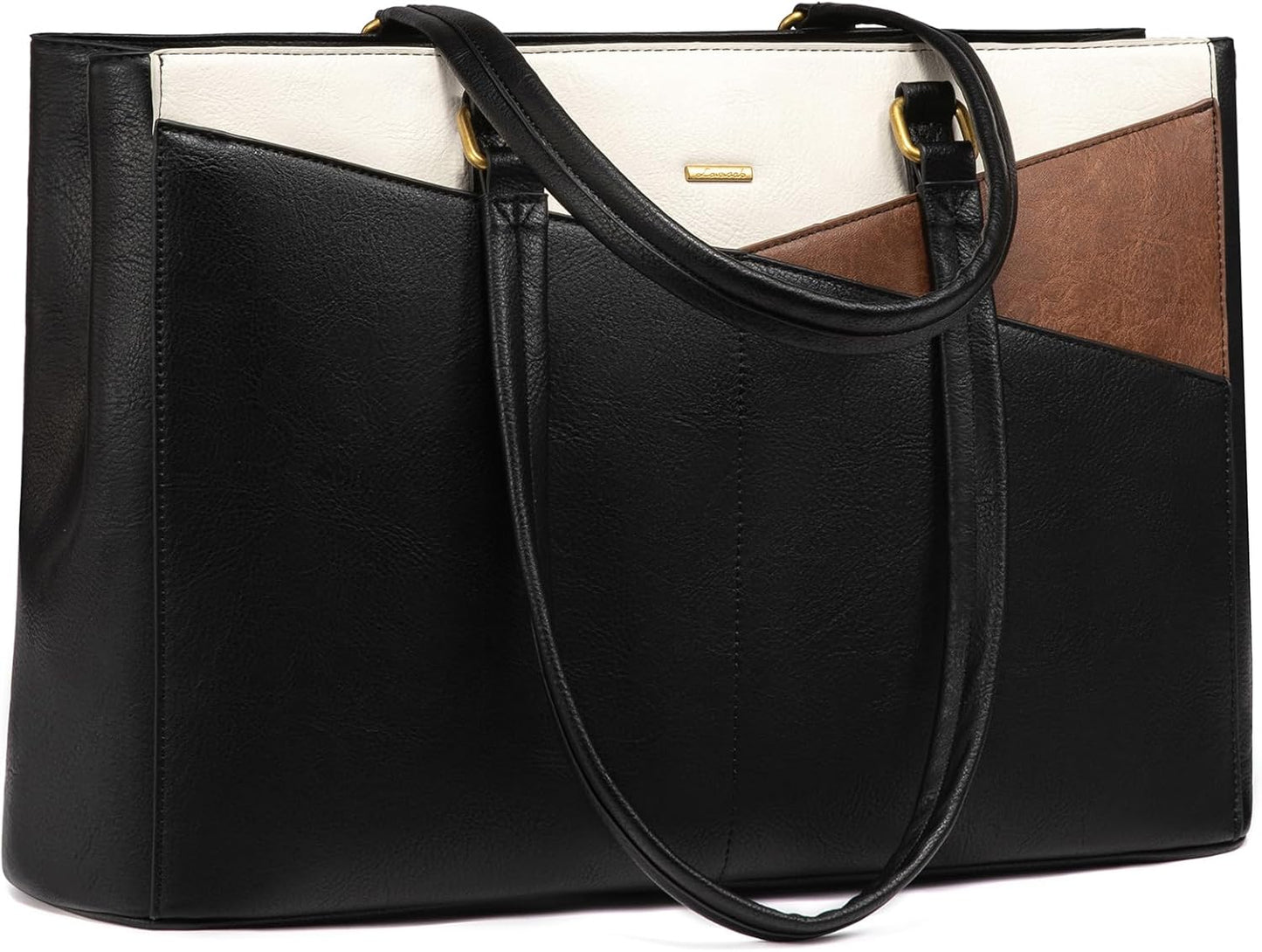 LOVEVOOK Vintage Leather Work Tote - 15.6 Inch Laptop Bag for Women, Waterproof Business Bag & Office Briefcase