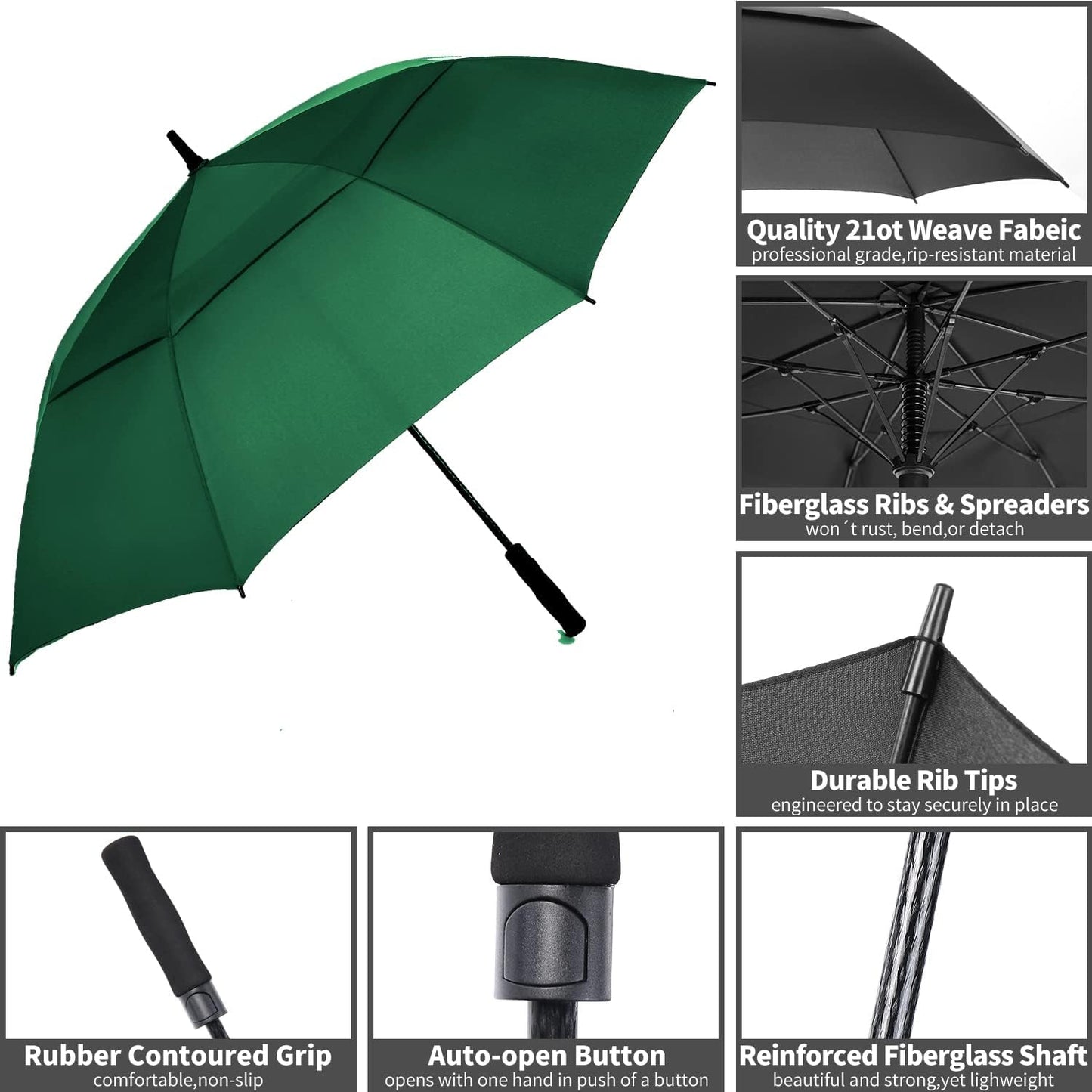 MRTLLOA Extra Large Golf Umbrella, 54/62/68/72 Inch Automatic Open, Oversize Double Canopy Vented