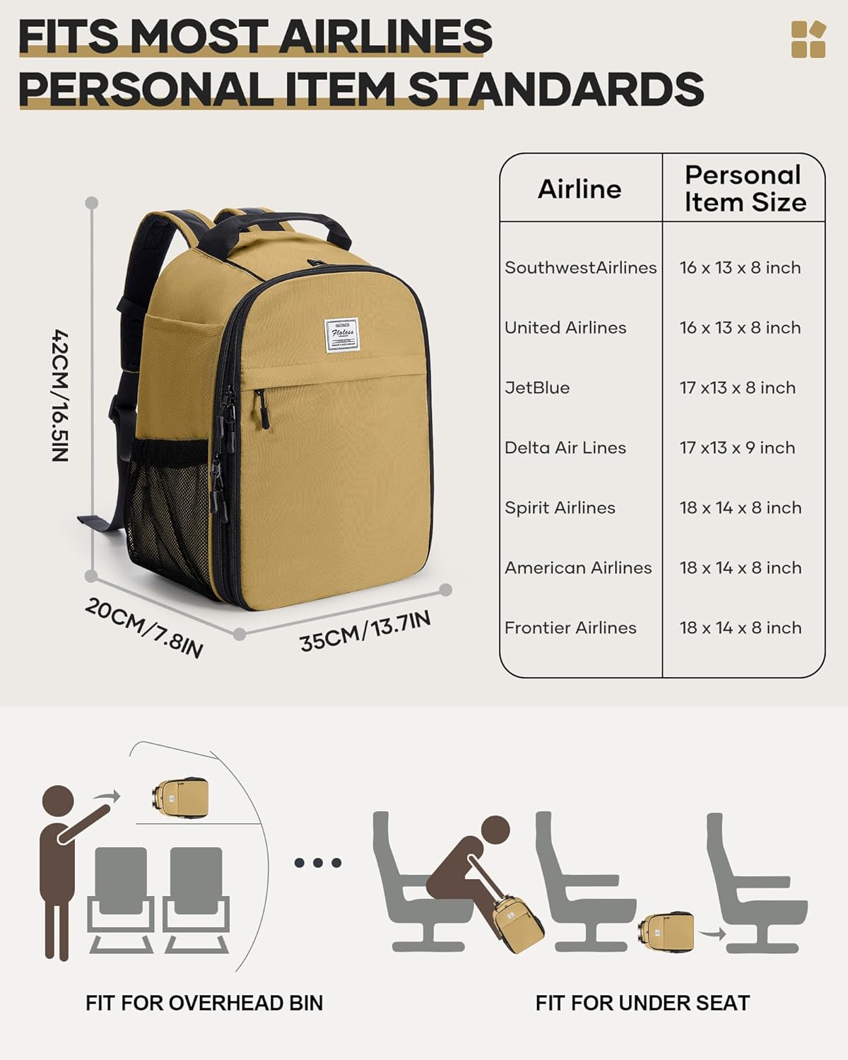 Vacuum Backpack Travel with Pump,Travel Backpack with Vacuum System,Vacuum Seal Compression Bags Clothing Vacpack,United Airlines Personal Item Bag 17x10x9,Laptop Backpacks,Yellow