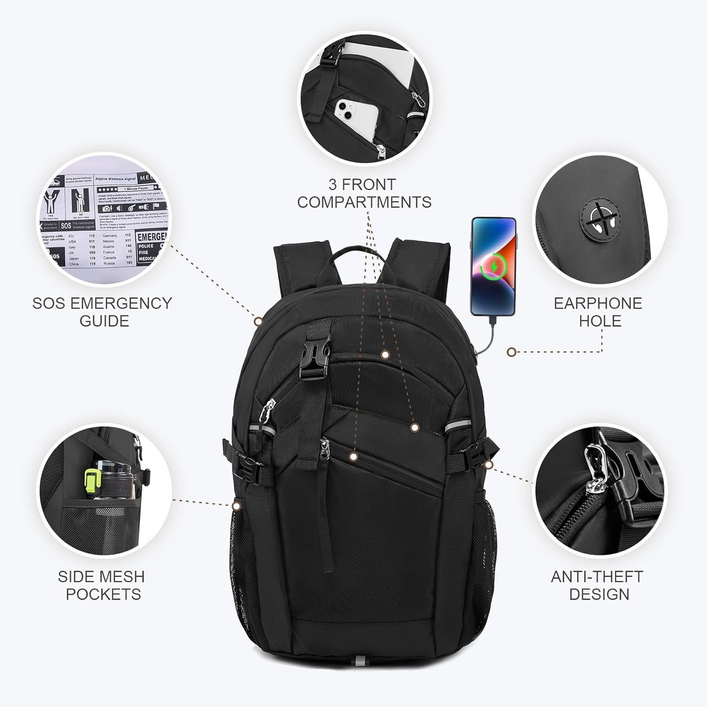 Hiking Backpack for Women Men 20l with Removable Phone Pocket Lightweight Small Travel Backpack Hiking Daypack for Women Men