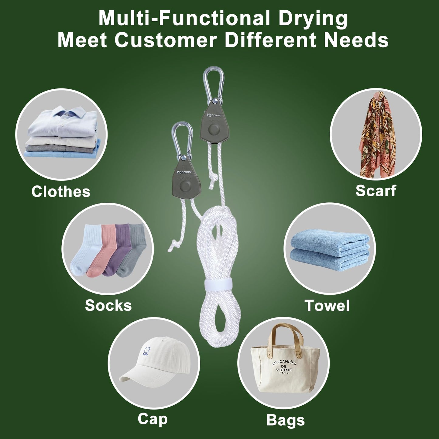 Vigorport Retractable Travel Clothesline, Portable Clothes Laundry Line