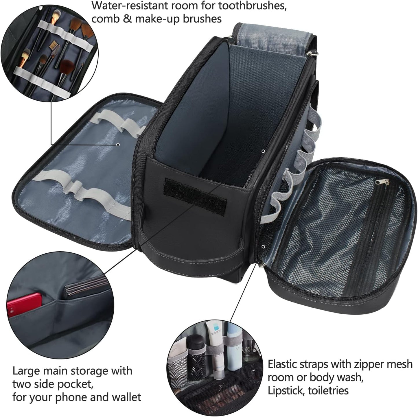 Buruis Extra Large Toiletry Bag for Men, Travel Toiletry Organizer Dopp Kit Water-resistant Shaving