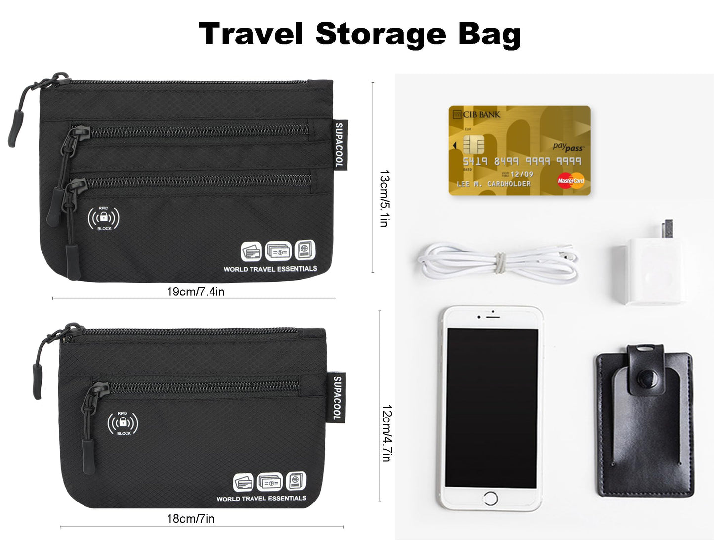 SUPACOOL Passport Holder Bag, Travel Wallet for Men Women Family, Passport Pouch, Card Holder