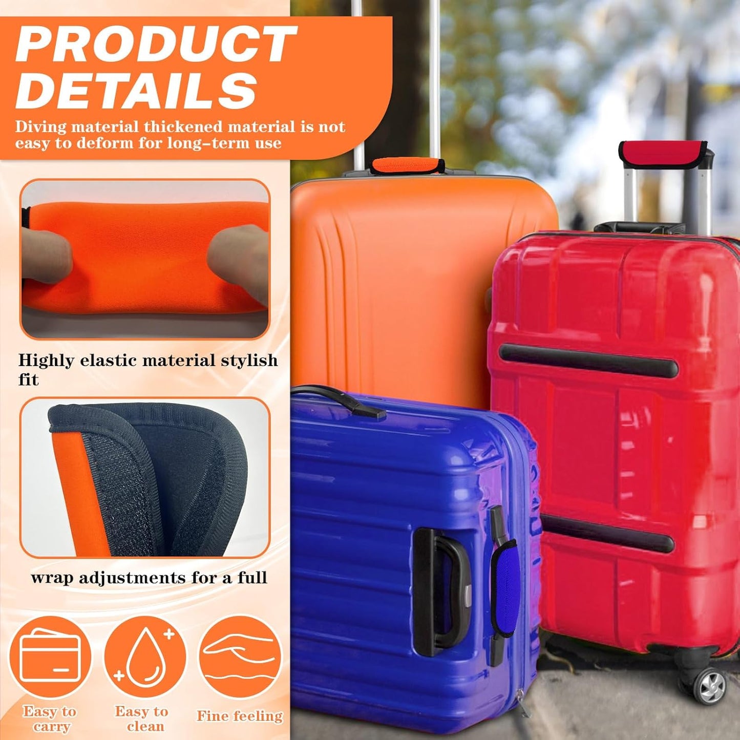 8 Pcs Soft Luggage Handle Wrap Grip Cover Identifiers, 4 Vivid Color Suitcase Handle Wraps, Waterproof Luggage Handle Covers Tags Accessories for Travel Bag Trolley Case Airplane (4 Color)