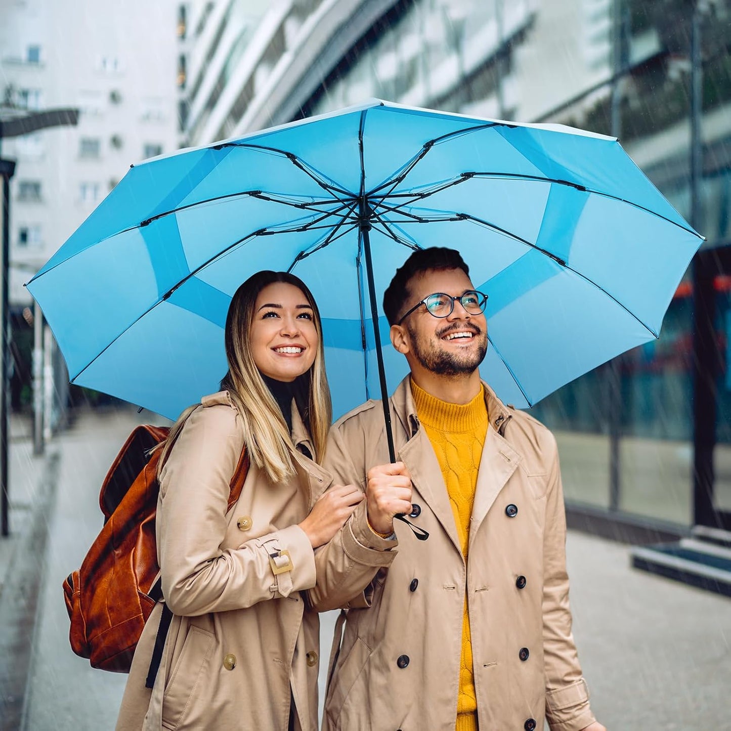 G4Free 42/46/54/62 Inch Large Golf Umbrella Compact Reverse Travel Umbrella 10 Ribs Windproof for Rain Double Canopy Automatic Open Close