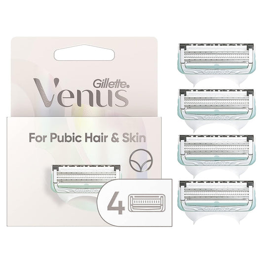 Gillette Venus Intimate Grooming Womens Razor Blade Refills with Bikini Trimmer, 4 Count