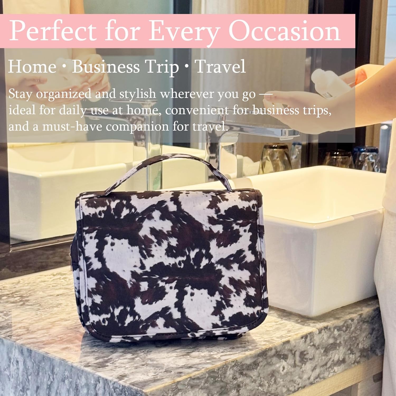 Crazy Bison Hanging Travel Toiletry Bag Kit Makeup Bag Cosmetics Organizer for Men Women (Balck