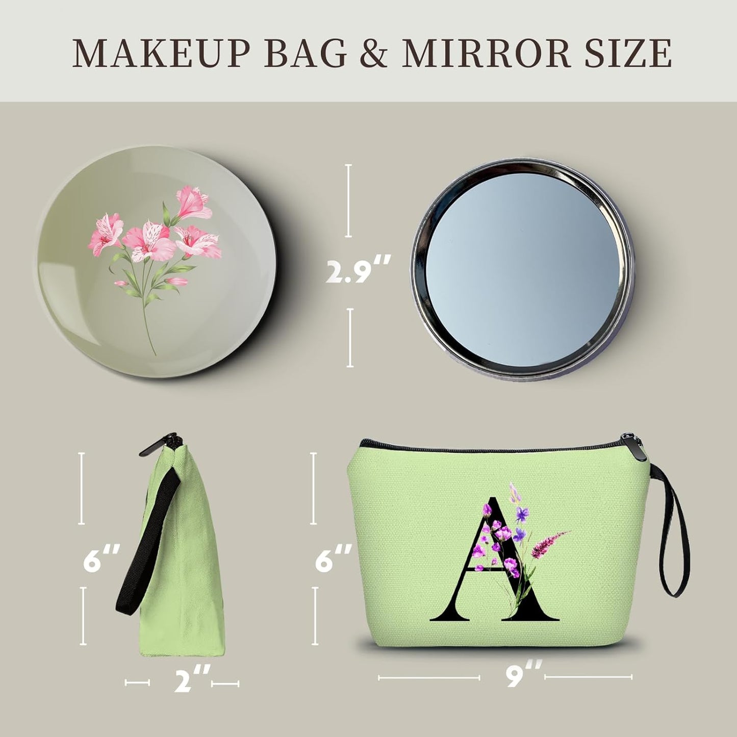 SEAMOON Maid of Honor Friendship Birthday Gifts for Women Her Aunt Sister Bridesmaid Coworkers Bride Personalized Makeup Cosmetic bag with Mirror Mothers Day Christmas Graduation A