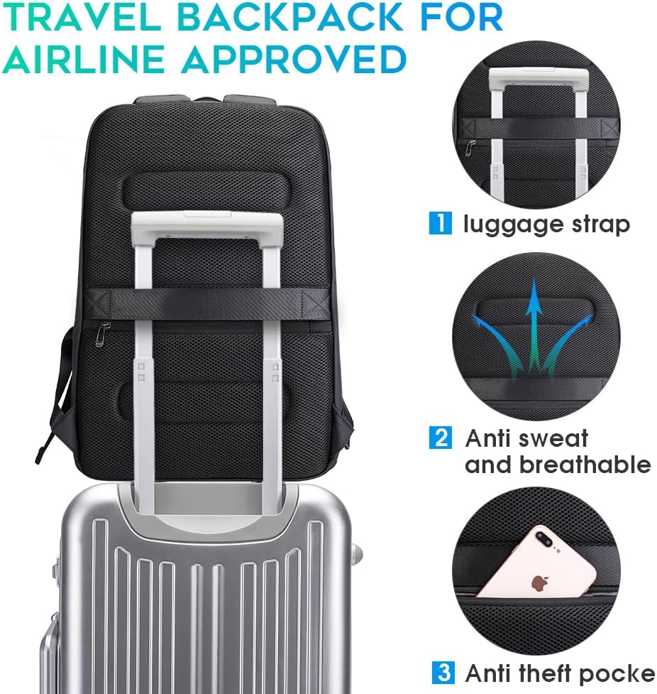 BANGE Business Smart Backpack Waterproof fit 15.6 Inch Laptop Backpack with USB Charging