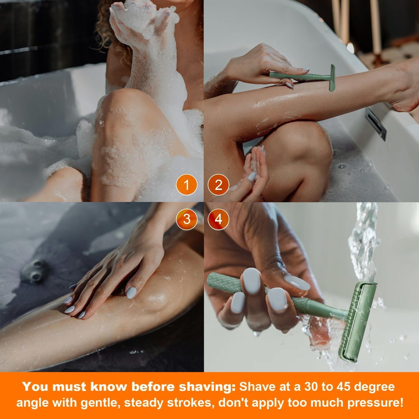 Forest Green Safety Razor - Single Blade Razors for Women - Reusable Metal Razor, with 5 Stainless Steel Double Edge Blades, Smooth Close Shave, Sustainable, Plastic Free