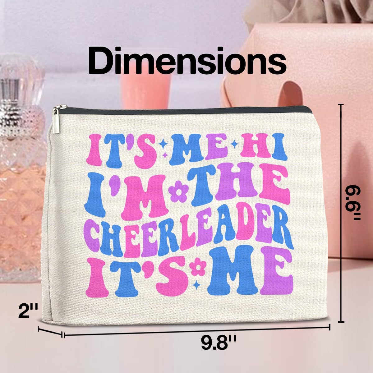 Cheerleader Gifts Makeup Bag Cheerleading Team Gifts for Women Cheerleader Cosmetic Bag It's Me Hi I'm the Cheerleader Zipper Makeup Pouch Gift