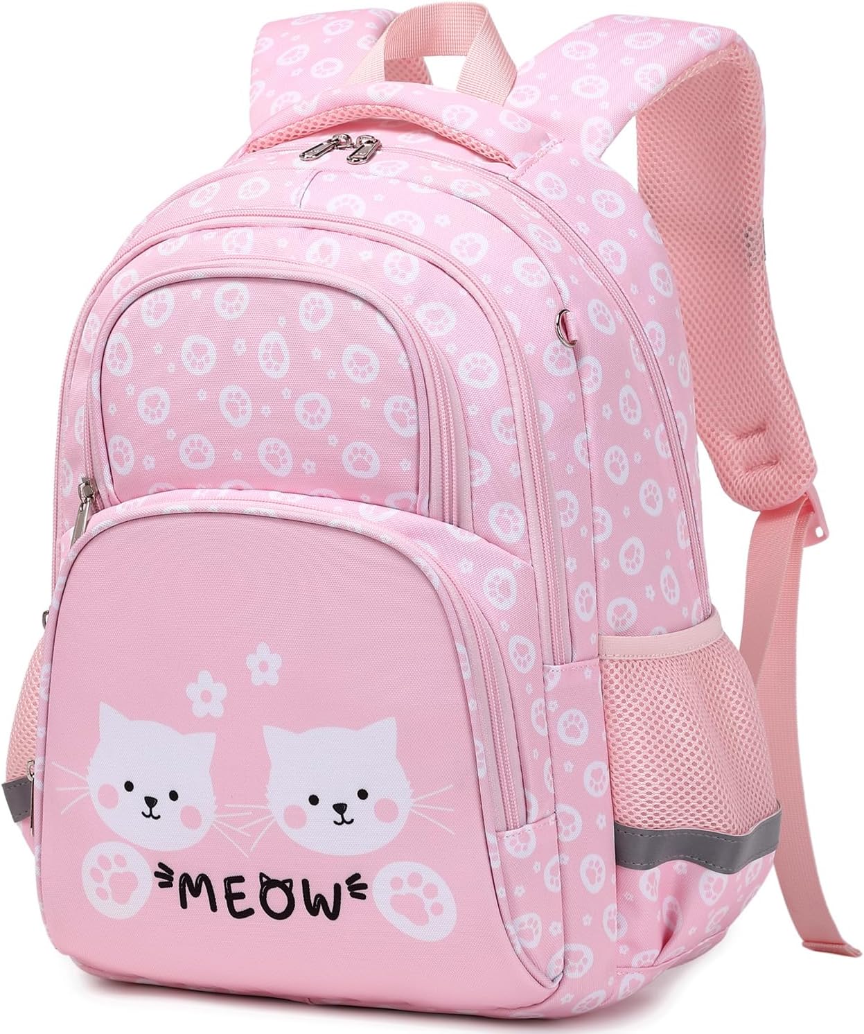 abshoo Cute Cat School Backpack For Girls Elementary Kindergarten Kids School Bag (Cat Pink A)