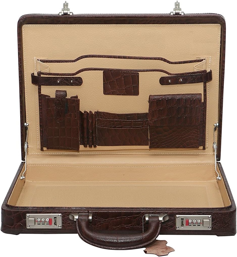 Full Grain Leather Briefcase Attache Case For Unisex Size L17xW3xH12 Inches Briefcase Bag