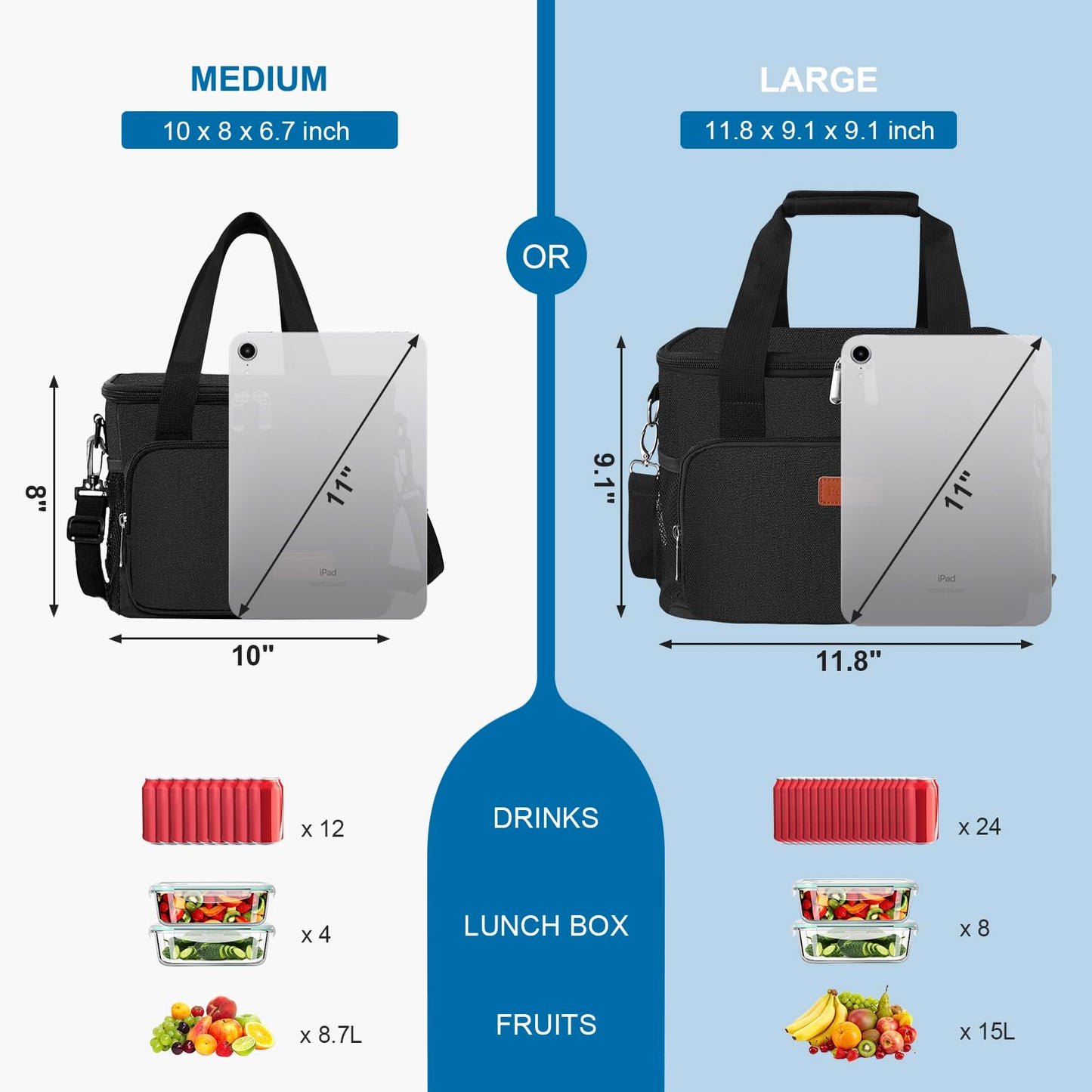 Femuar Reusable Lunch Box for Men/Women - Insulated Lunch Bag Leakproof Lunchbox for Work Office