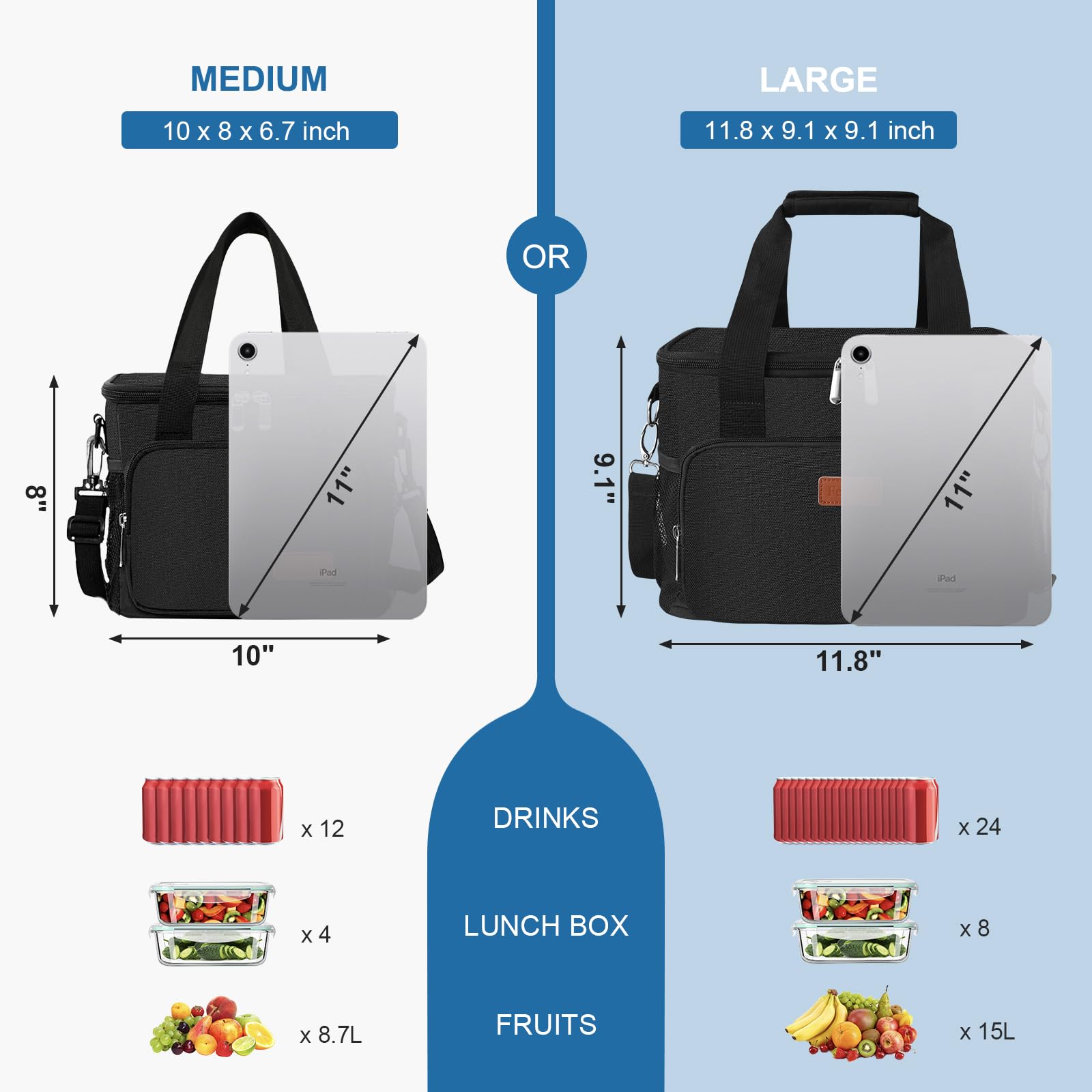 Femuar Reusable Lunch Box for Men/Women - Insulated Lunch Bag Leakproof Lunchbox for Work Office