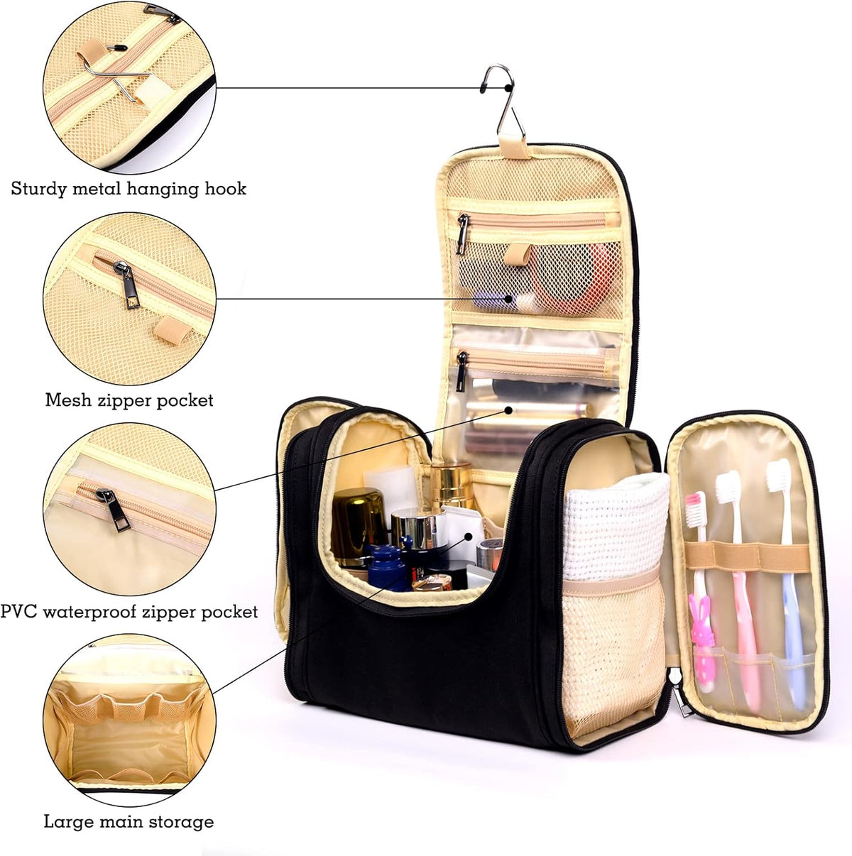 Hanging Toiletry Bag For Women And Men Large Travel Cosmetic Makeup Bags Organizer Water Resistant