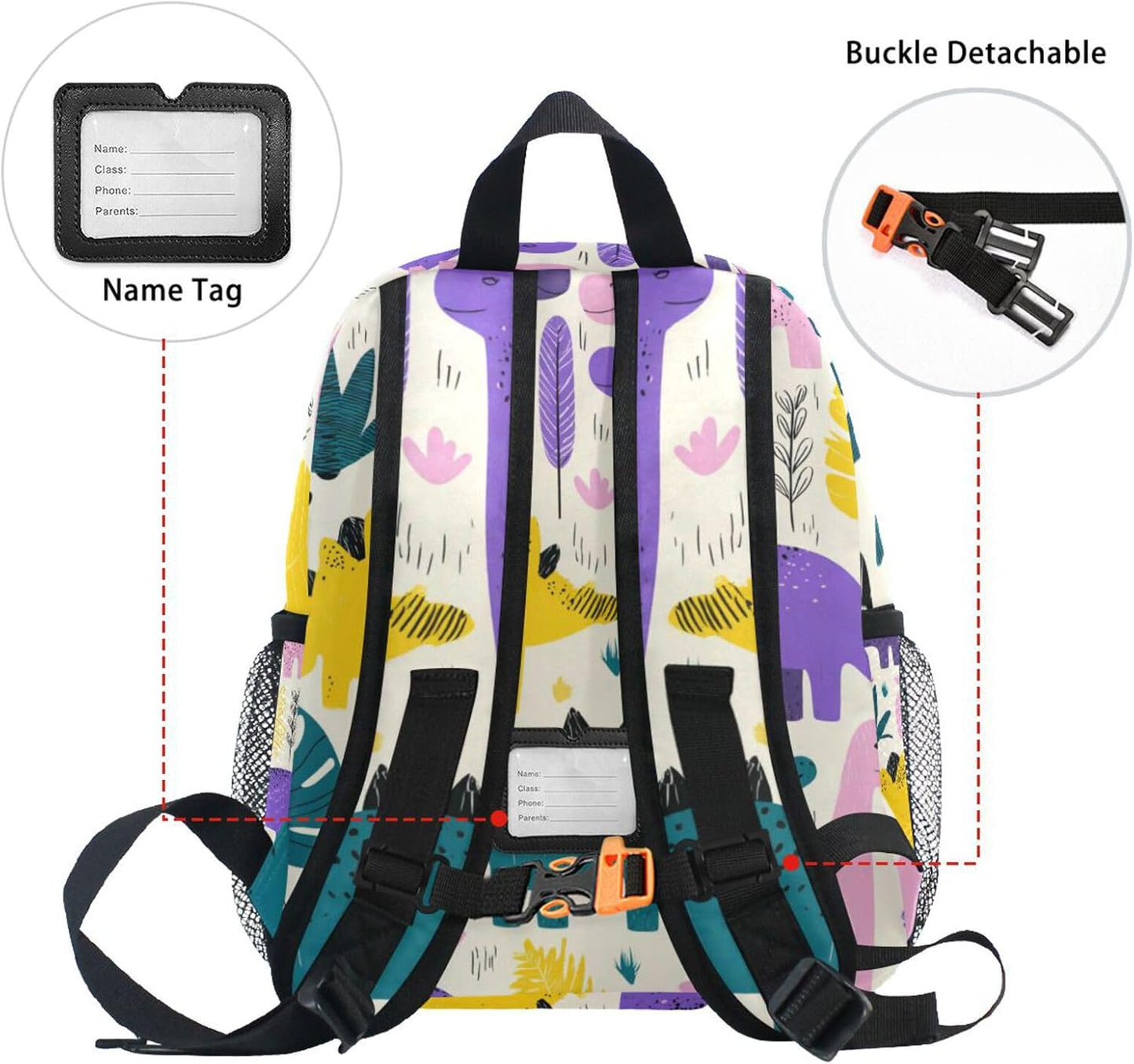 Custom Cute Dinosaurs and Tropic Plant Preschool Backpack for Toddler Boy Girl,Personalized Backpack with Name Text, Customization Kindergarten School Bookbags - M