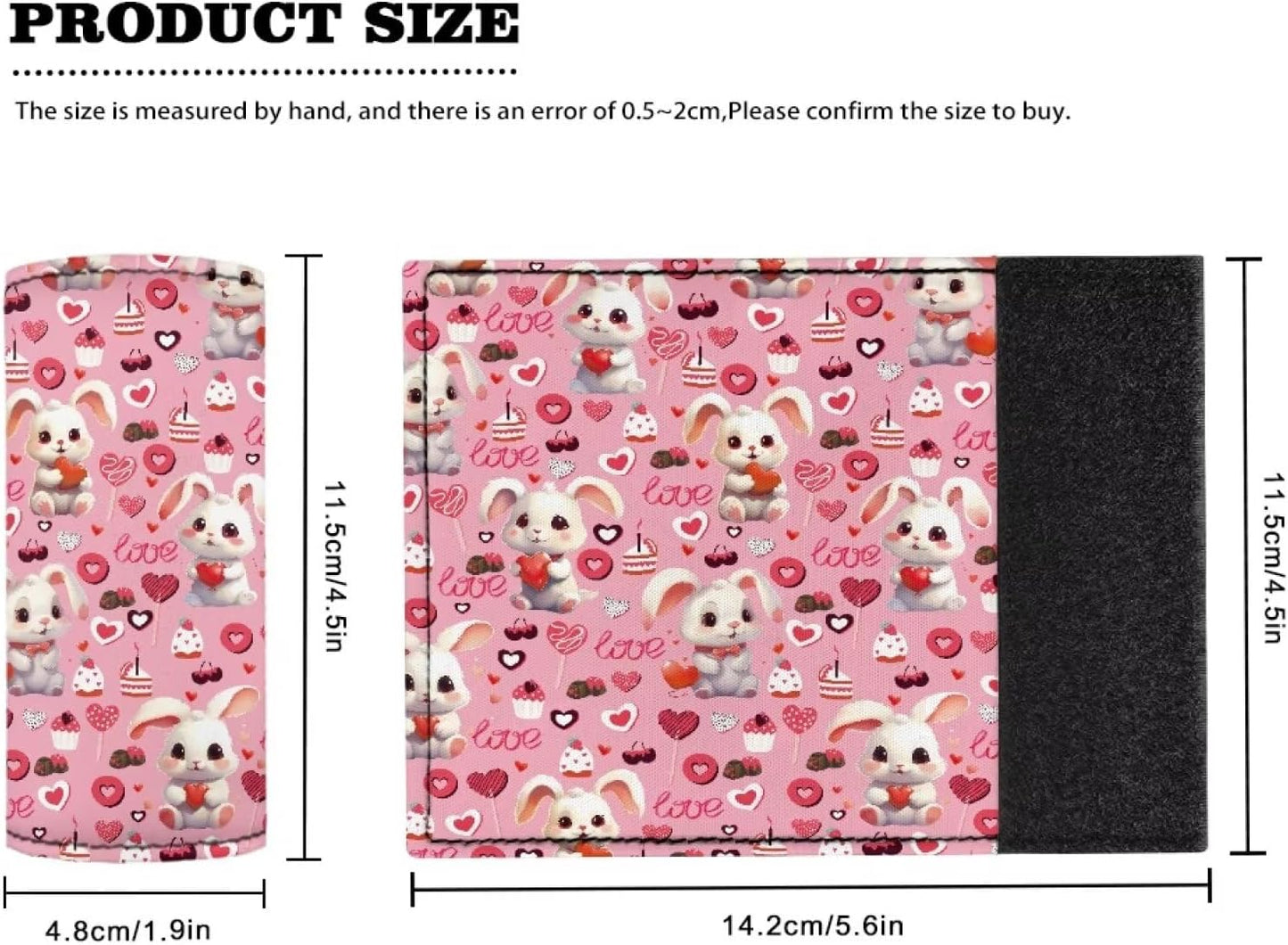 Bunny Luggage Handle Wraps for Suitcase Love Luggage Identifiers Set of 2 Pcs Luggage Handle Protector Teens Adults Travel Accessories