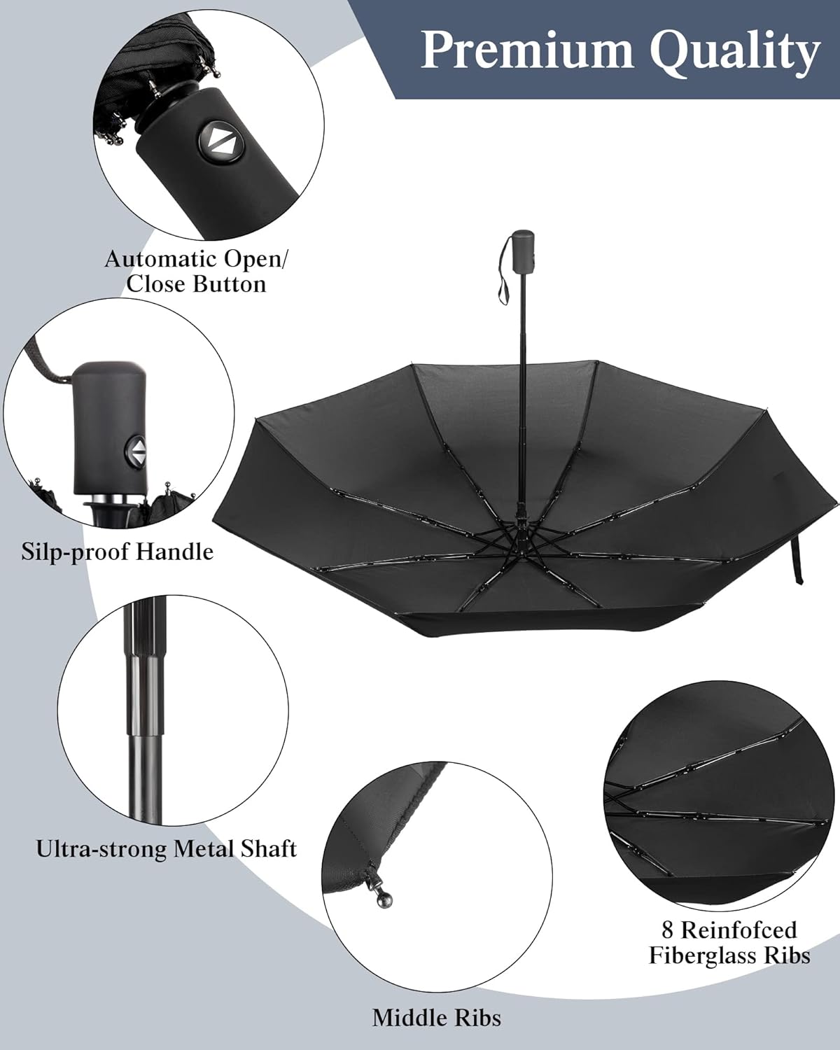 Reginary 6 Pack Umbrella Bulk Windproof Travel for Rain Automatic Open and Close Umbrella