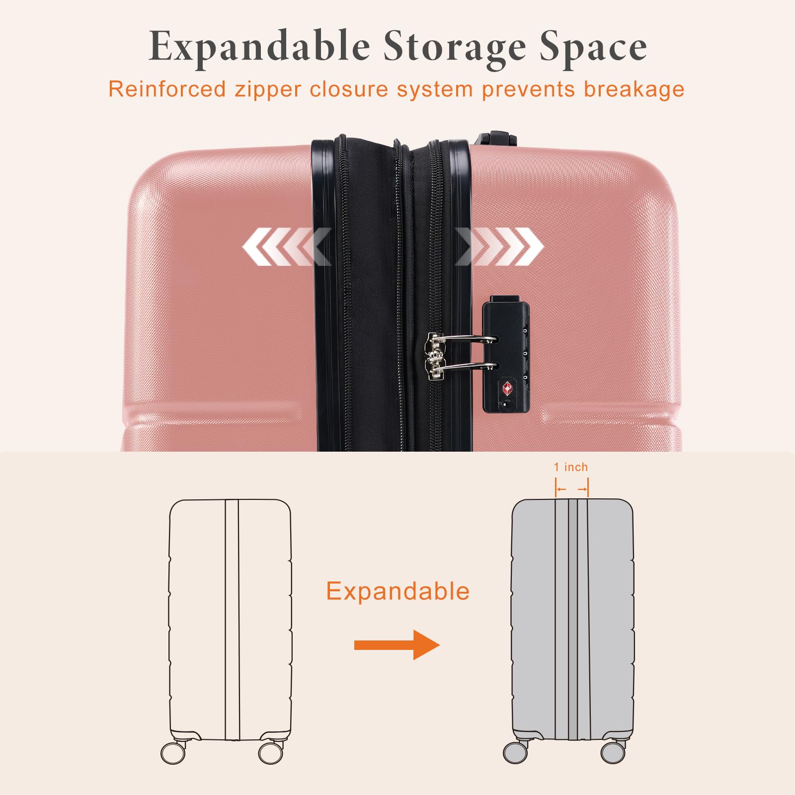 Sweetcrispy 20 Inch Carry On Luggage, Suitcase with Spinner Wheels