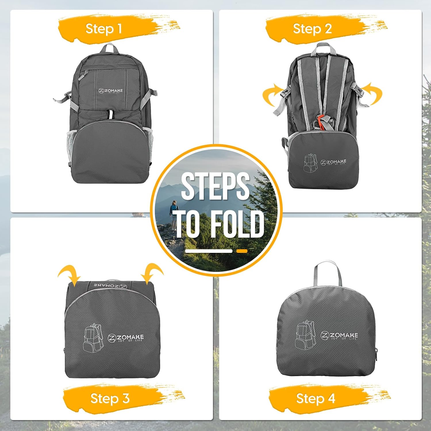 ZOMAKE Lightweight Packable Backpack 35L, Light Foldable Backpacks Water Resistant Collapsible