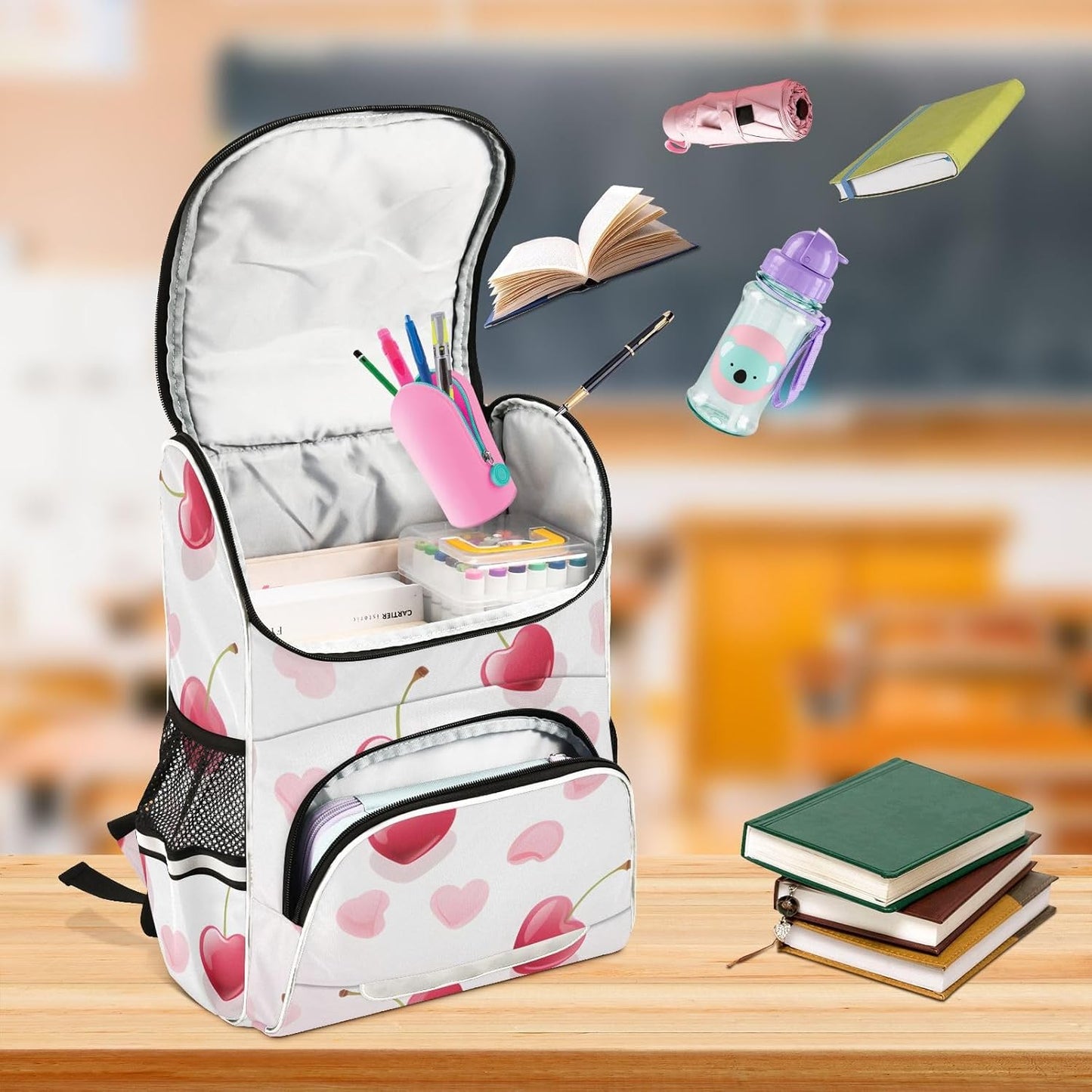 Cherry Love Heart Cute Backpack For Girls Kids Backpack Boys Teen School Bag Bookbag Travel Daypacks