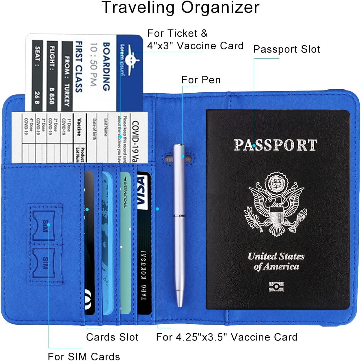 WALNEW Passport Holder for Travel, RFID Passport Cover Wallet for Women Men, PU Leather Passport