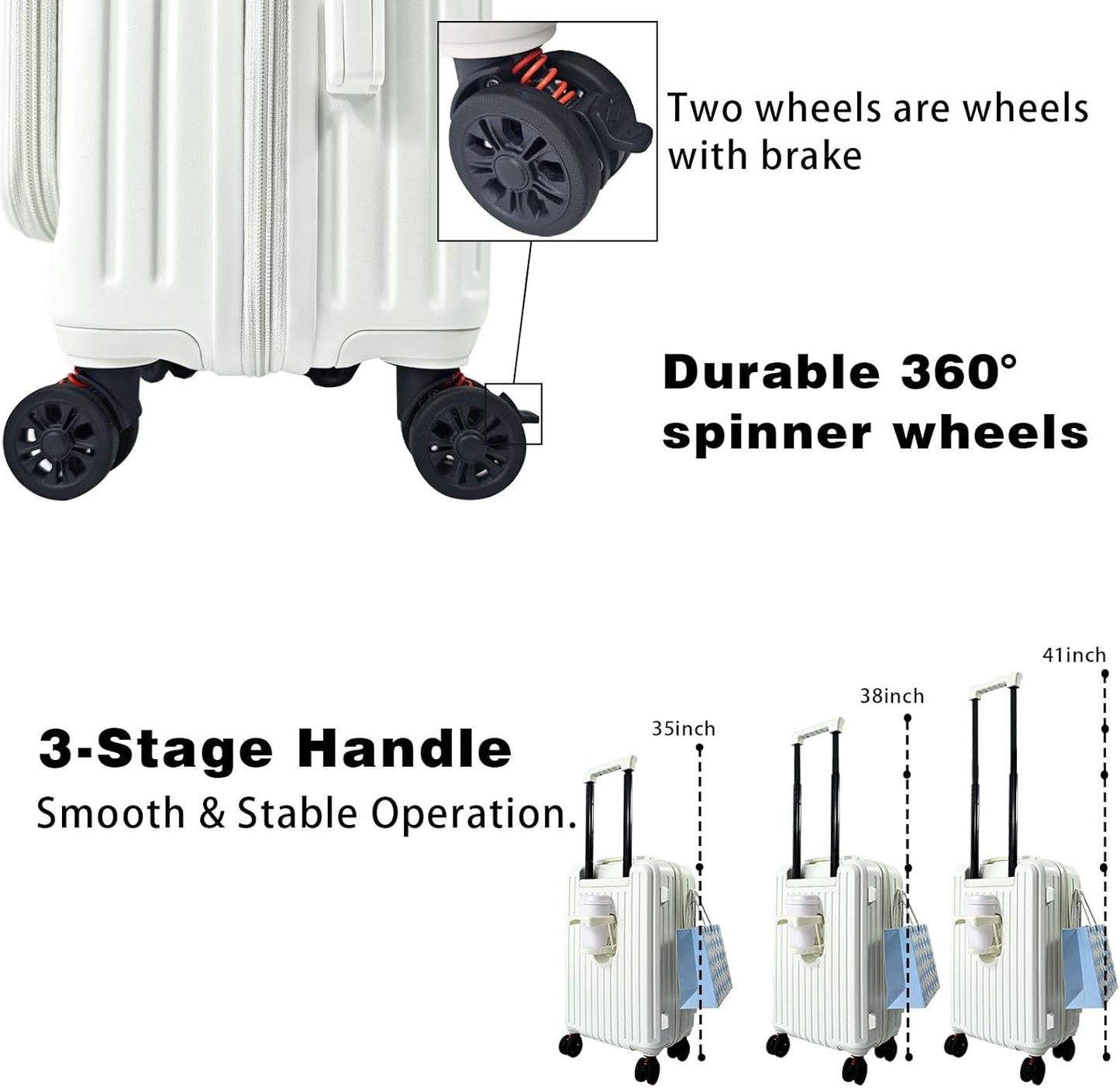 Carry on Luggage 22x14x9 Airline Approved, Hard Shell Carry on Suitcases with Wheels, Top-open Design Luggage with Spinner wheels, Expandable Suitcase with YKK zipper, Lightweight and Durable.