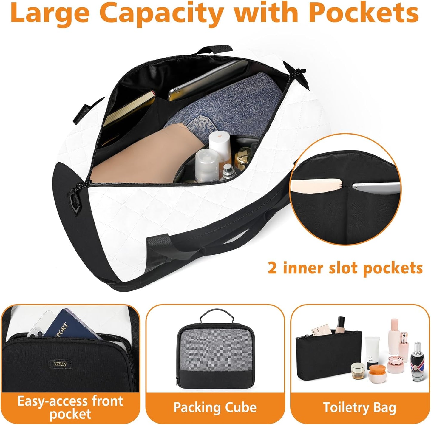 Travel Weekender Bag for Women, Overnight Bag with Shoe Compartment Oversized Travel Duffel Bag Carry On Tote 21"
