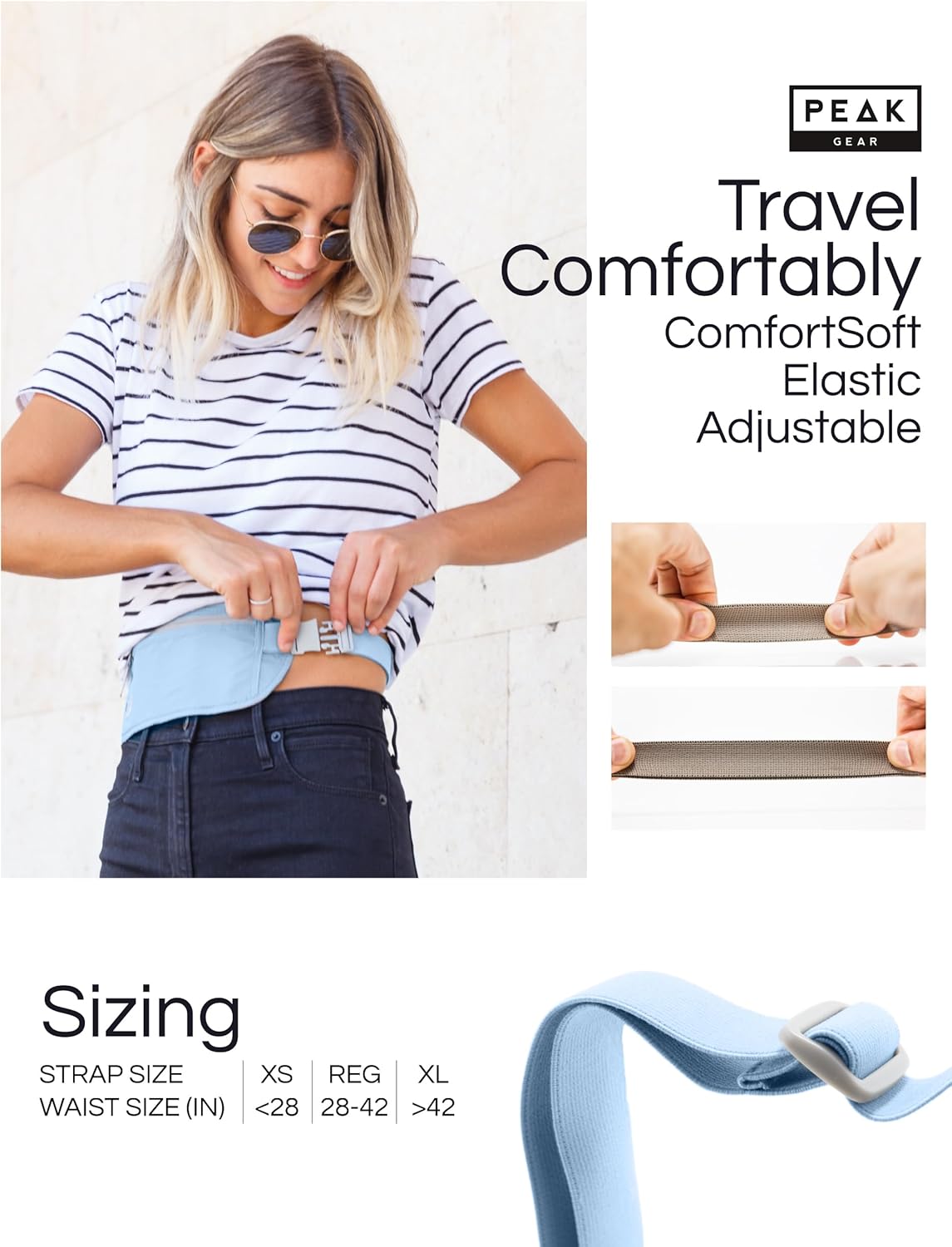 Peak Gear Travel Money Belt. Premium Quality Travel Wallet with RFID Blocking Fabric to Protect