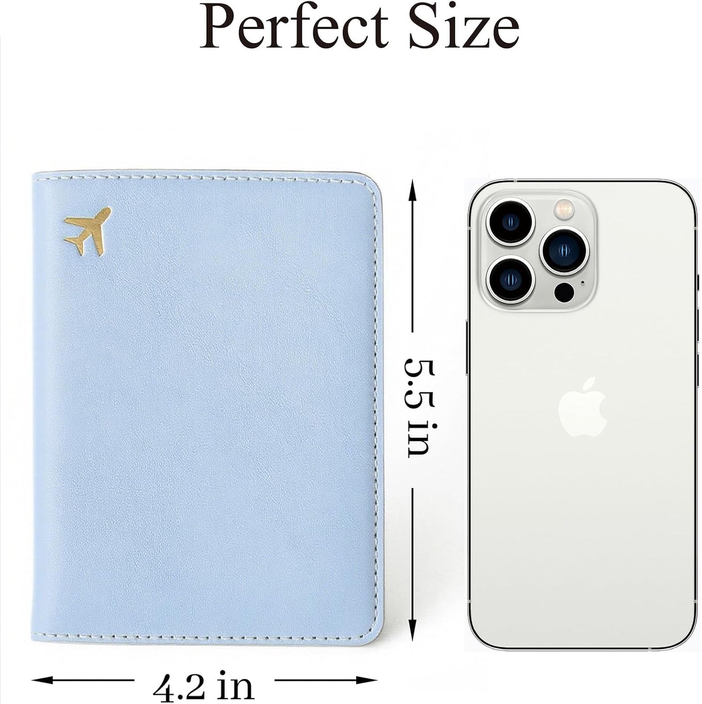 PU Leather Passport Holder Covers Case, Waterproof Rfid Blocking Travel Wallet Passport Holder(Sky Blue)