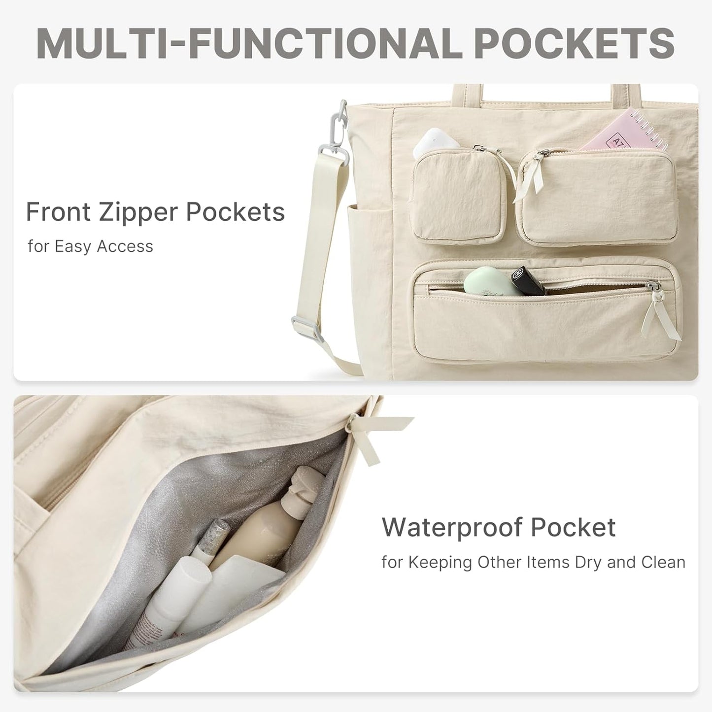 G4Free Tote Bag for Women, Lightweight Work Bag with 15" Laptop Pocket for Teacher Nurse Casual Shoulder Bag for Travel Daily