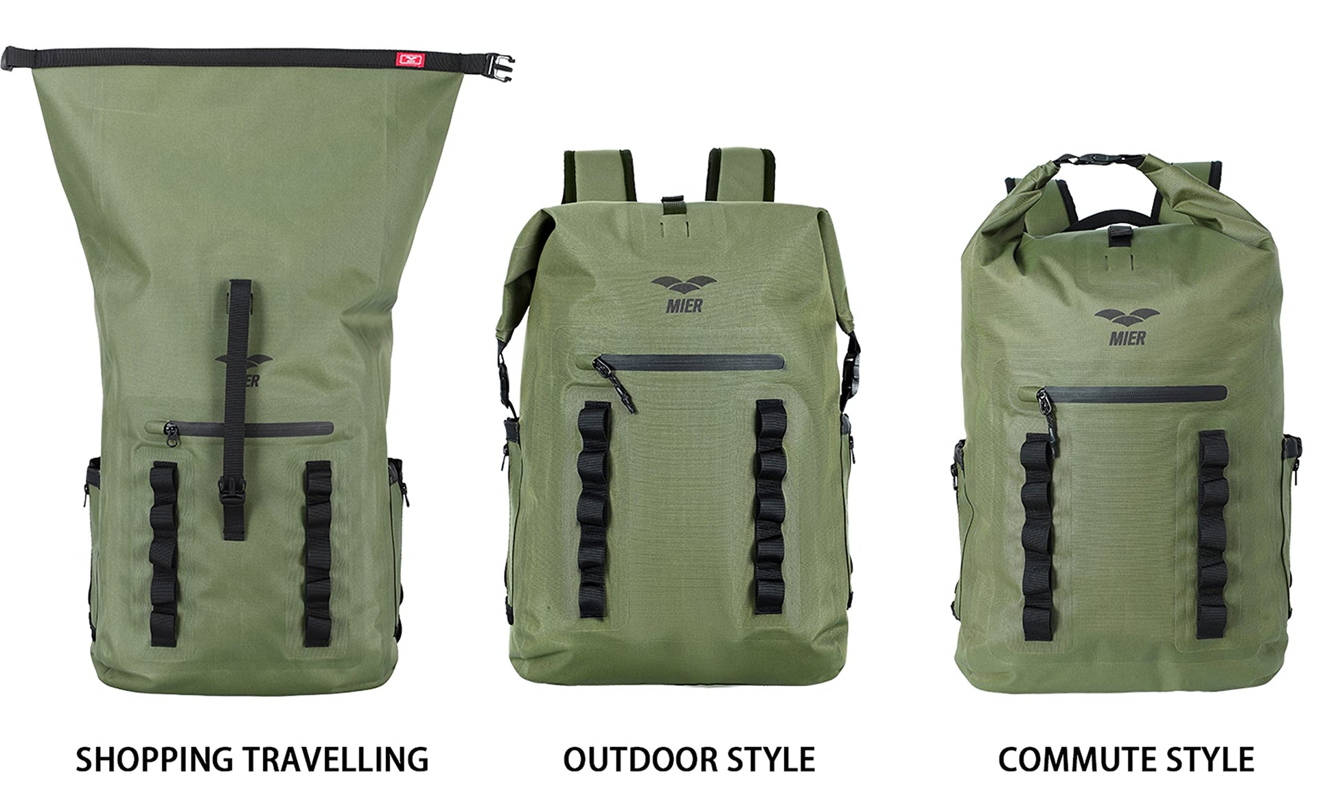 MIER Roll Top Waterproof Backpack Floating Dry Bag for Men Women, 30L Green