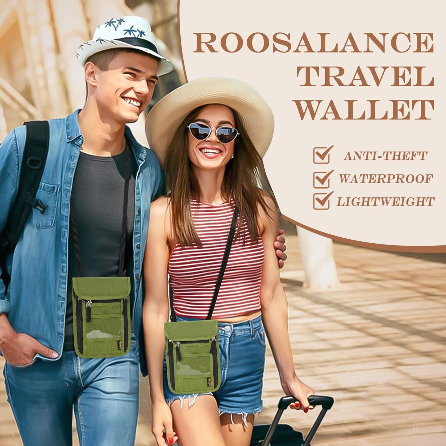 Passport Holder for Travel, Neck Pouch Travel Wallet With RFID Blocking, Waterproof Lightweight Passport Wallet for Women and Men (Green)