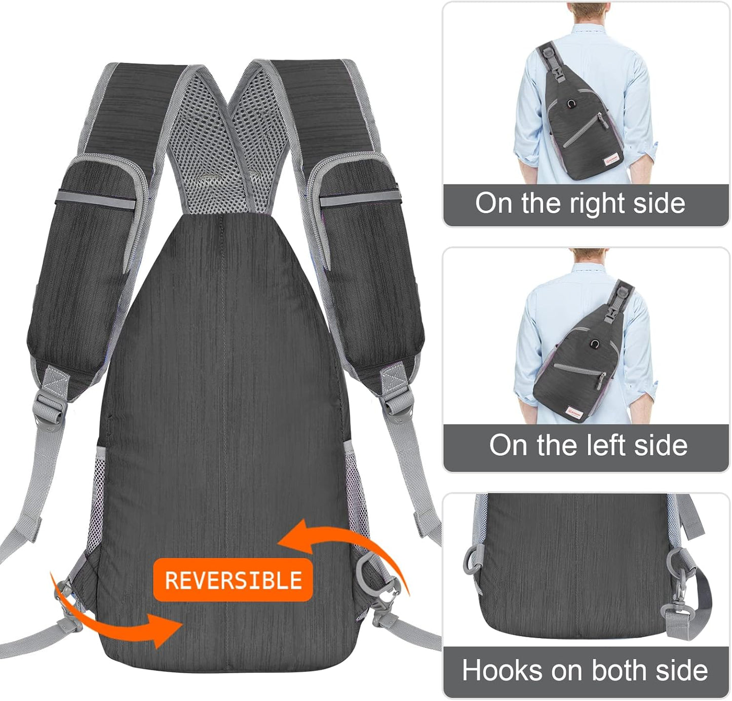 ZOMAKE Sling Bag,Small Crossbody Sling Backpack,Water Resistant Shoulder Daypack for Travel,Anti