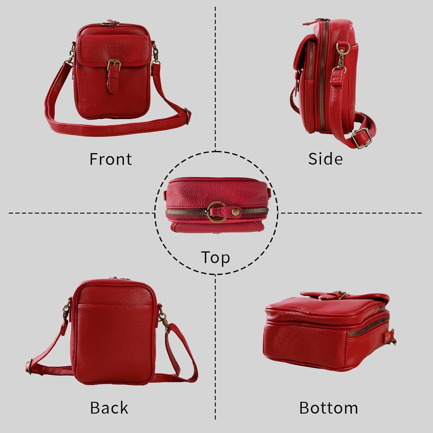 Leather Crossbody Bag for Women,Anti-Theft Messenger Bag with Large Capacity,Built-in Purse Card