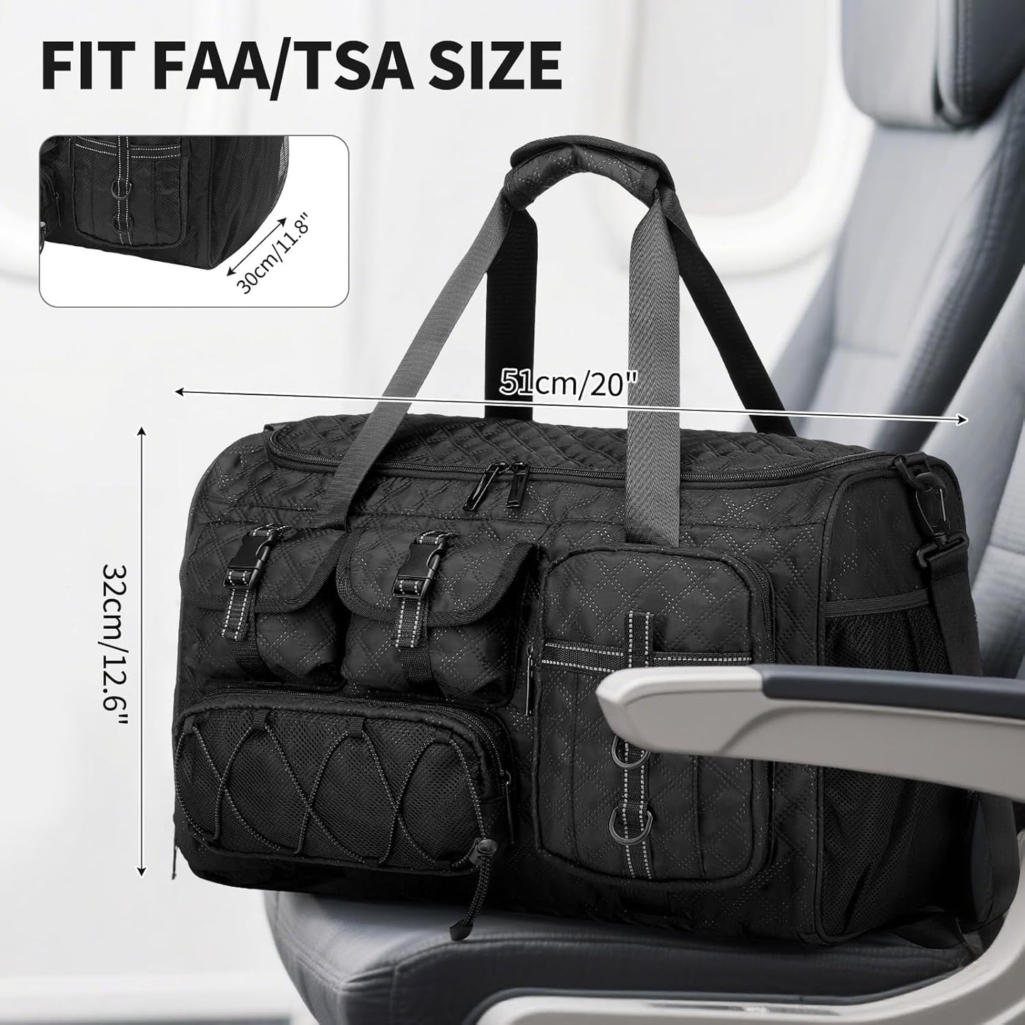 Gym Bag for Men Women, 40L Sport Duffel Bag, Anti-Theft Overnight Backpack W/Shoe Compartment for Fitness Travel, Black